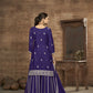 Anaita Blue Chinon Silk Embroidered Stitched Sharara Suit