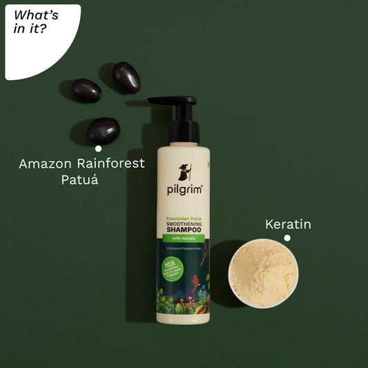 Pilgrim Patua & Keratin Hair Smoothening Shampoo For Dry & Frizzy Hair - Swadesiicart