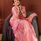 DEIANA'S Beautiful Designer Golden zari Soft Lichi Silk Saree - Peach - Swadesiicart