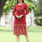 Juniper Maroon Ethnic Motif Printed Acrylic Straight Kurta. - Swadesiicart