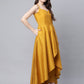 Ahalyaa Women Mustard Poly Silk Gold-Toned Printed Kurta With Trousers | Swadesiicart