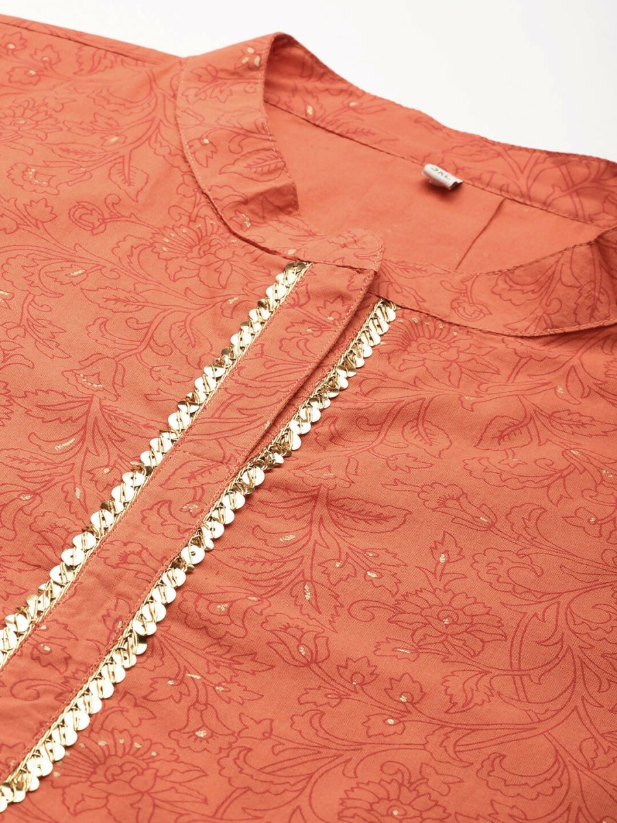 Ahalyaa Women's Traditional wear Tunic - Orange | Swadesiicart