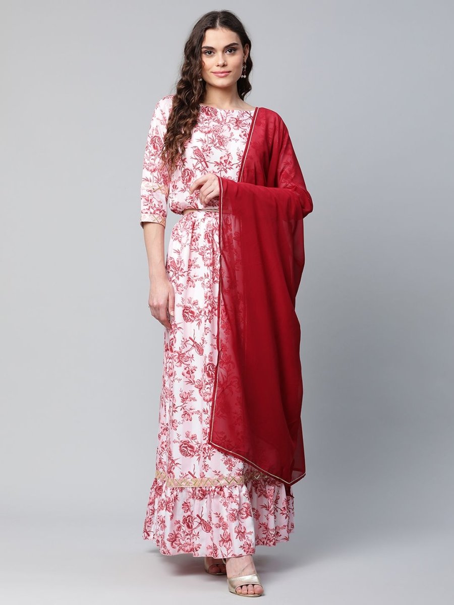 Ahalyaa Women Rayon Pretty Pink Printed Ready to Wear Lehenga Choli with Dupatta | Swadesiicart