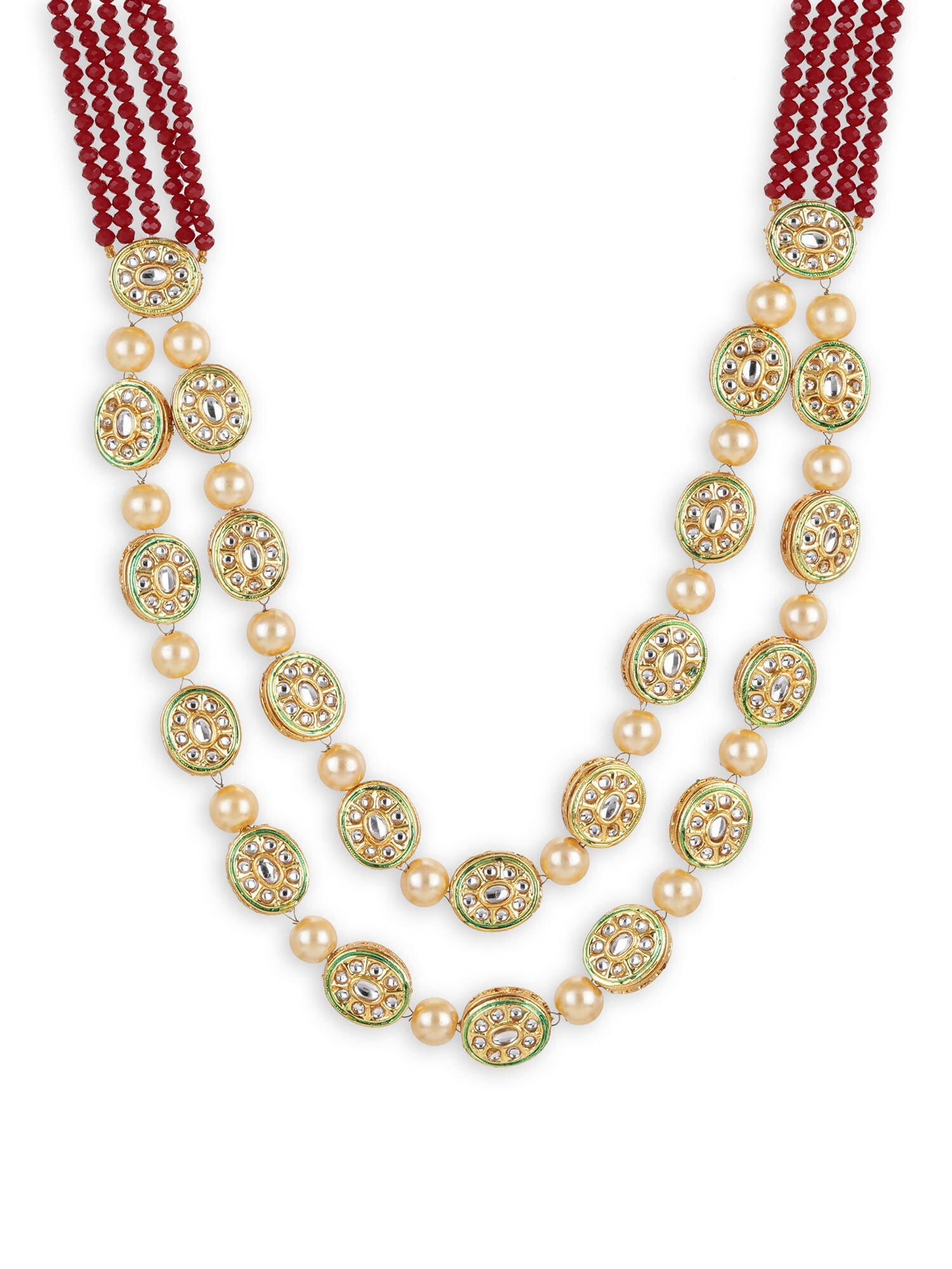 Gold-Toned Red Brass Gold-Polished Necklace - Ruby Raang | Swadesiicart