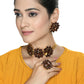 Mominos Fashion Joharkamal Gold-Polished Brass Finish Stone Choker For Women & Girls (Brown) | Swadesiicart
