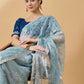 Blue Organza Sequence Embroidered Saree with Unstitched Blouse - Satya