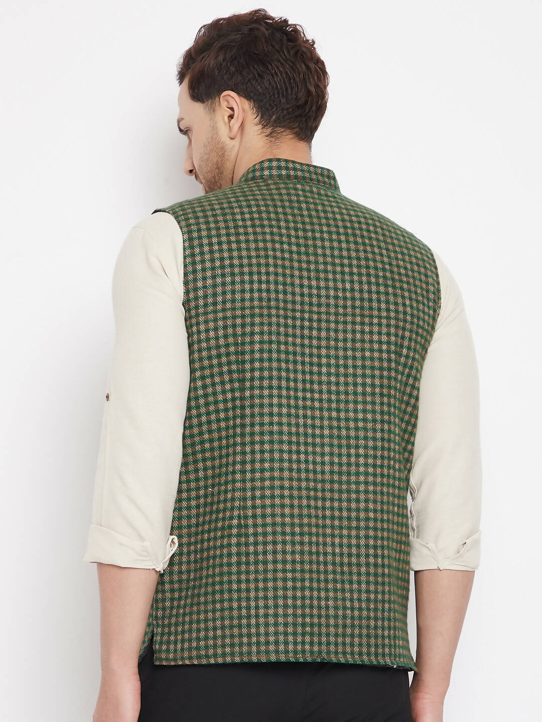 Even Apparels Green Wool Men Woven Nehru Jacket | Swadesiicart