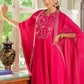Janasya Pink Georgette Embroidered Dress & Cape | Swadesiicart