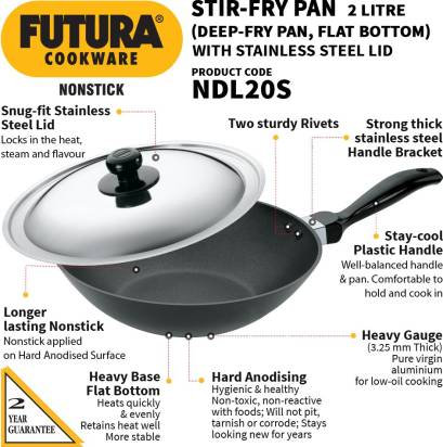 Hawkins Non-stick Stir Fry Pan 26 cm Diameter with Lid 2 L (NDL20S) - Swadesiicart