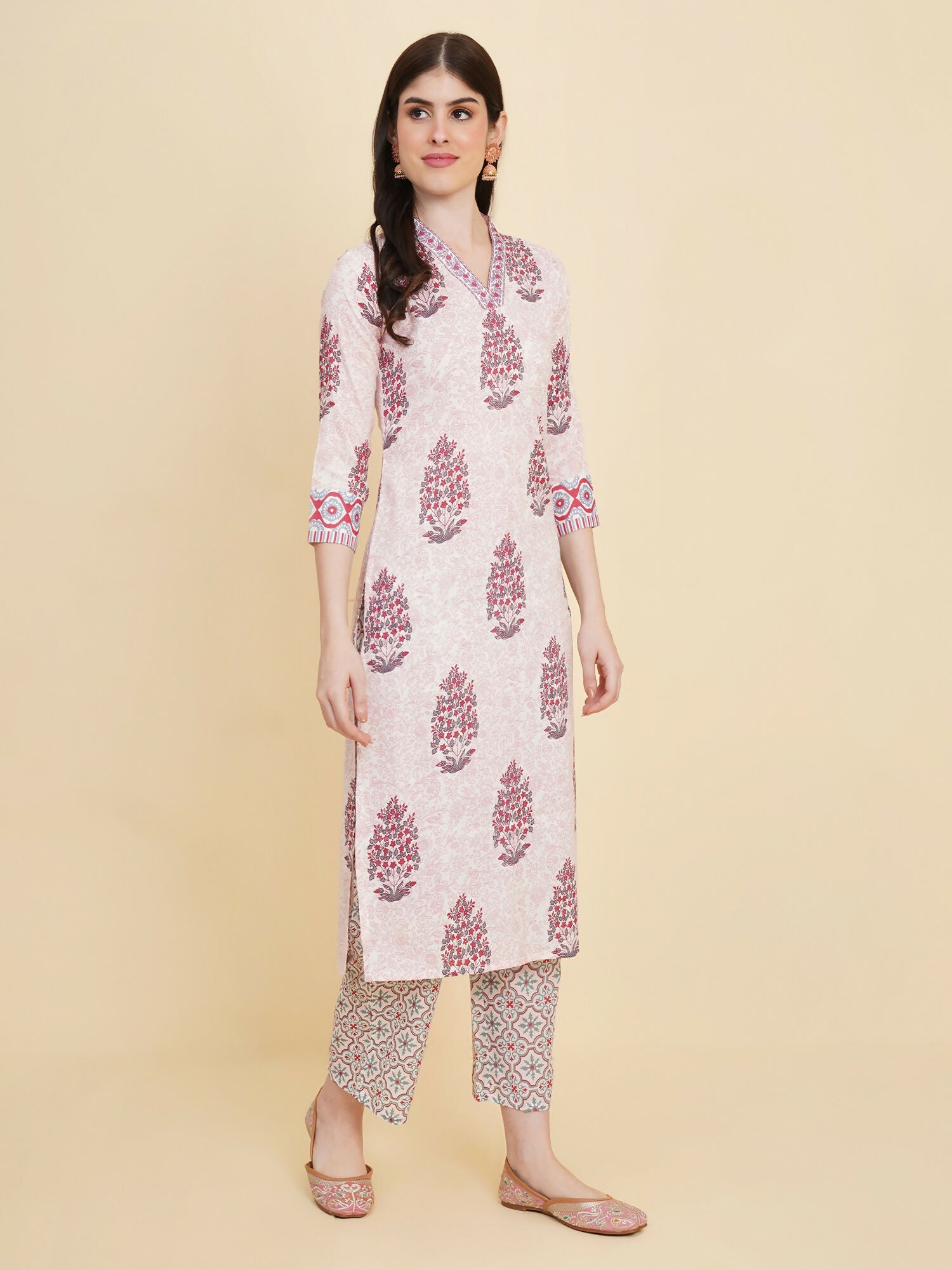 Designer Stylish White Cotton Stitched Suit With Dupatta - Tanisha | Swadesiicart