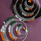 Mominos Fashion Traditional Silver-Plated Indian Tricolor Earrings - Swadesiicart