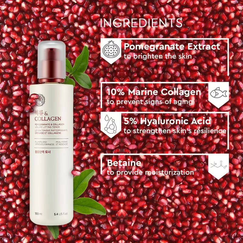The Face Shop Pomegranate & Collagen Volume Lifting Toner - Korean Skincare | Swadesiicart