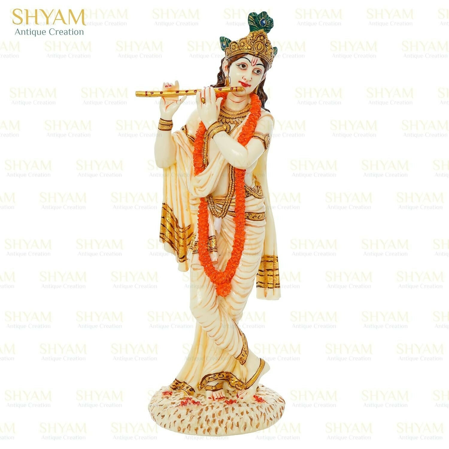 Shyam Antique Creation Lord shri Krishna Playing Flute Standing kanha Idol - Swadesiicart