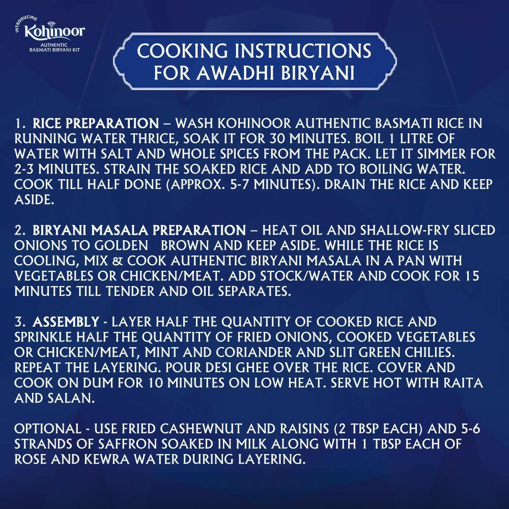 Kohinoor Authentic Hyderabadi Biryani Kit - Swadesiicart
