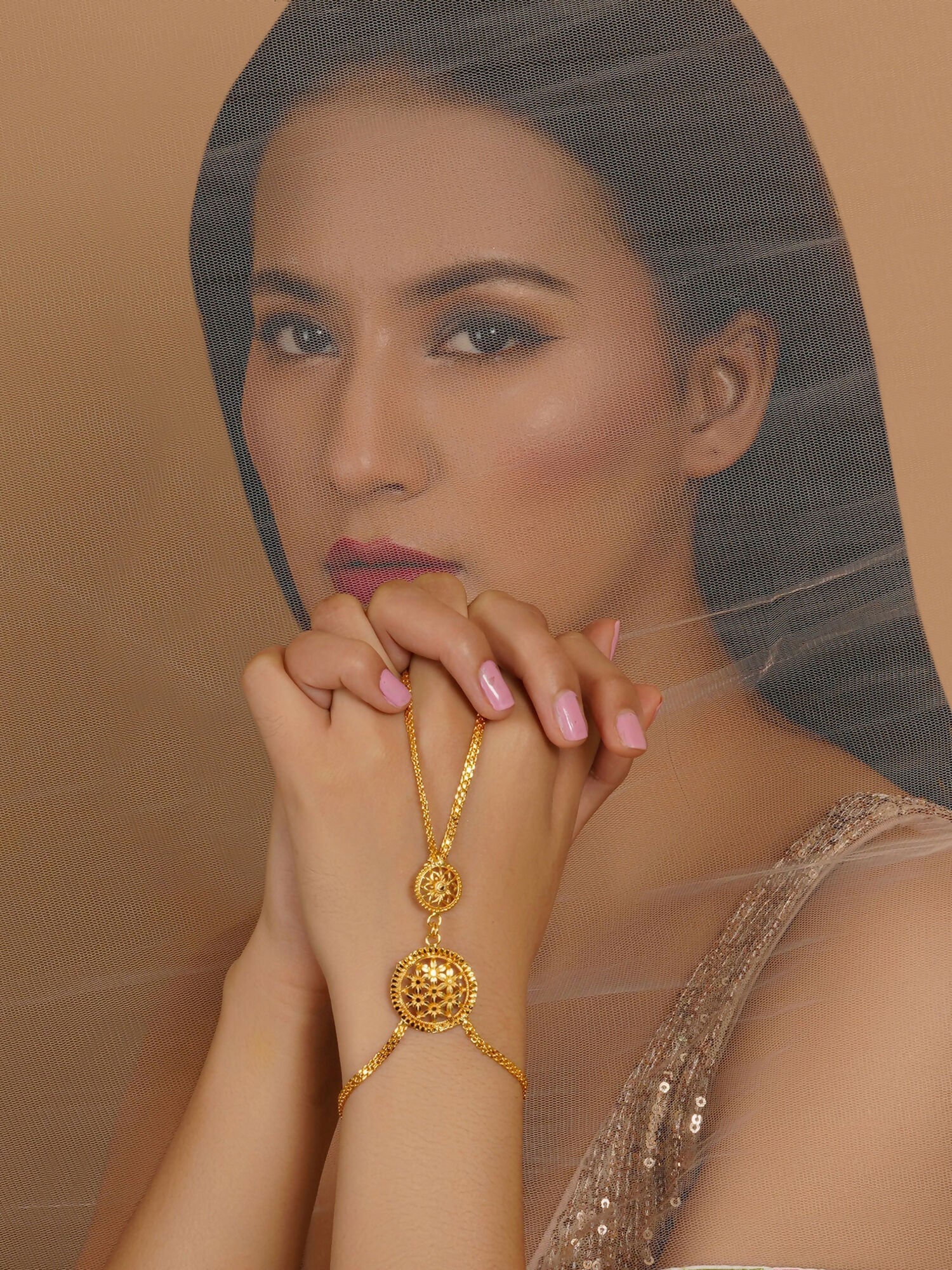 Golden Haathphool (Gold) - Ruby Raang | Swadesiicart