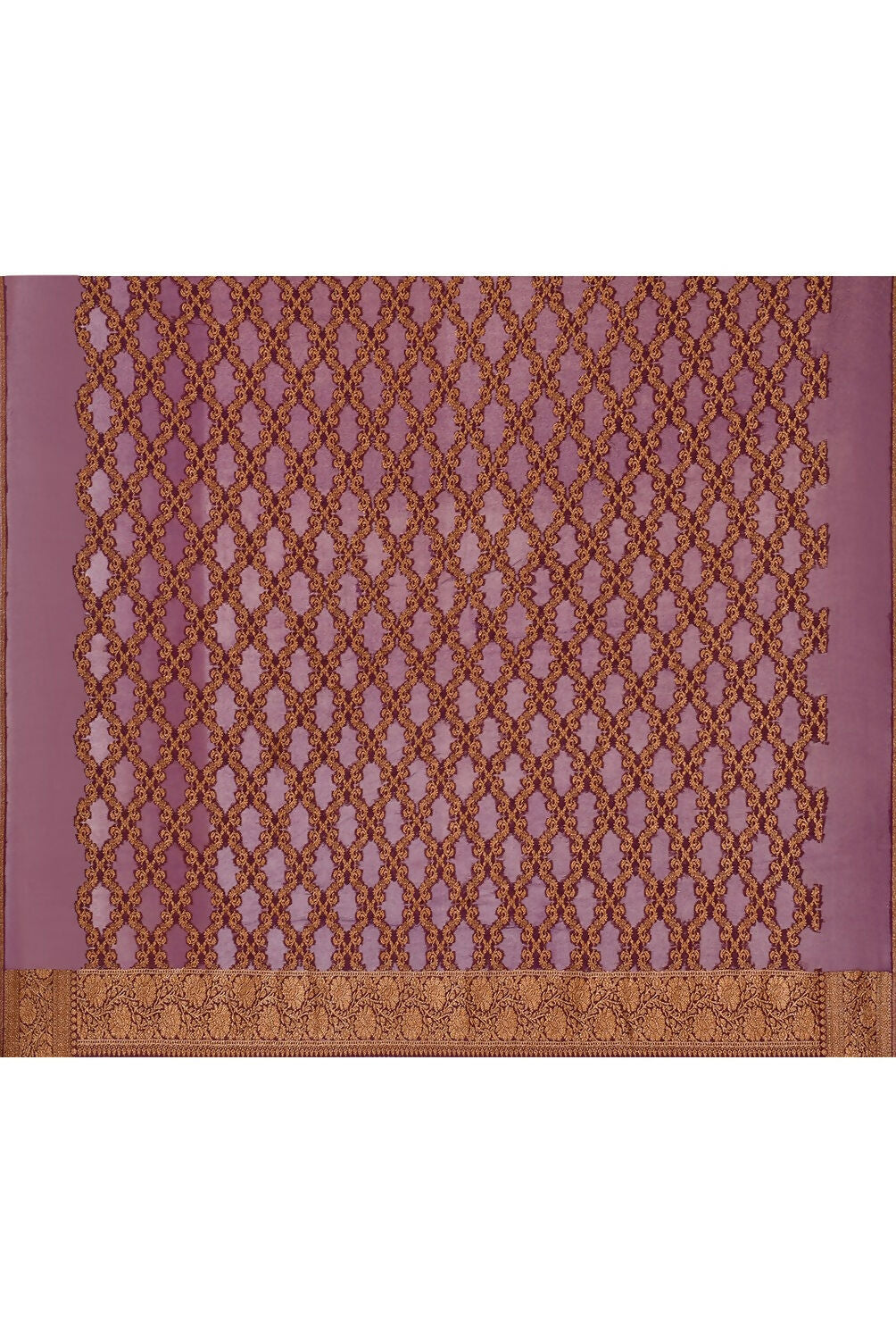 Joban Fashion Plum Purple Crepe Chiffon Pure Handloom Banarasi Silk Saree | Swadesiicart