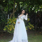 Jyoti Fashion Women's White Faux Blooming Sequins Zari Embroidered Anarkali Dress with Dupatta | Swadesiicart