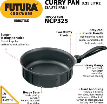 Hawkins Futura Non-Stick Curry Pan 24 cm Diameter 3.25 L (NCP325) - Swadesiicart