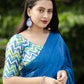 Blue Silk Blend Ethnic Motifs Saree with Unstitched Blouse - Hiral Fashion | Swadesiicart