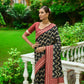 Vishnu Weaves Women's Black Handloom Raw Silk Zari Woven Saree with Blouse - Swadesiicart