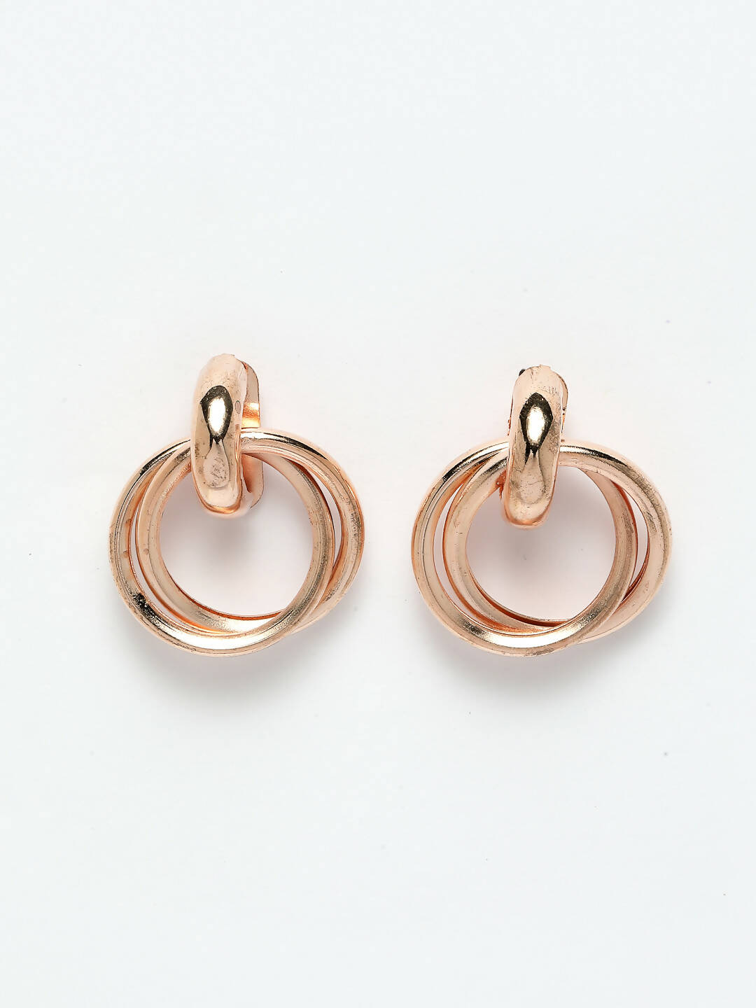 NVR Women's Western Gold-Polished Circular Metal Hoop Earrings | Swadesiicart