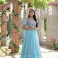Jyoti Fashion Women's Sky Blue Sequins Thread Embroidery Faux Georgette Anarkali Dress | Swadesiicart