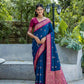 Vishnu Weaves Women's Navy-Blue Banarasi Silk Zari Woven Saree with Blouse - Swadesiicart