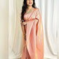 DEIANA'S Beautiful Designer Golden zari Soft Lichi Silk Saree - Peach - Swadesiicart