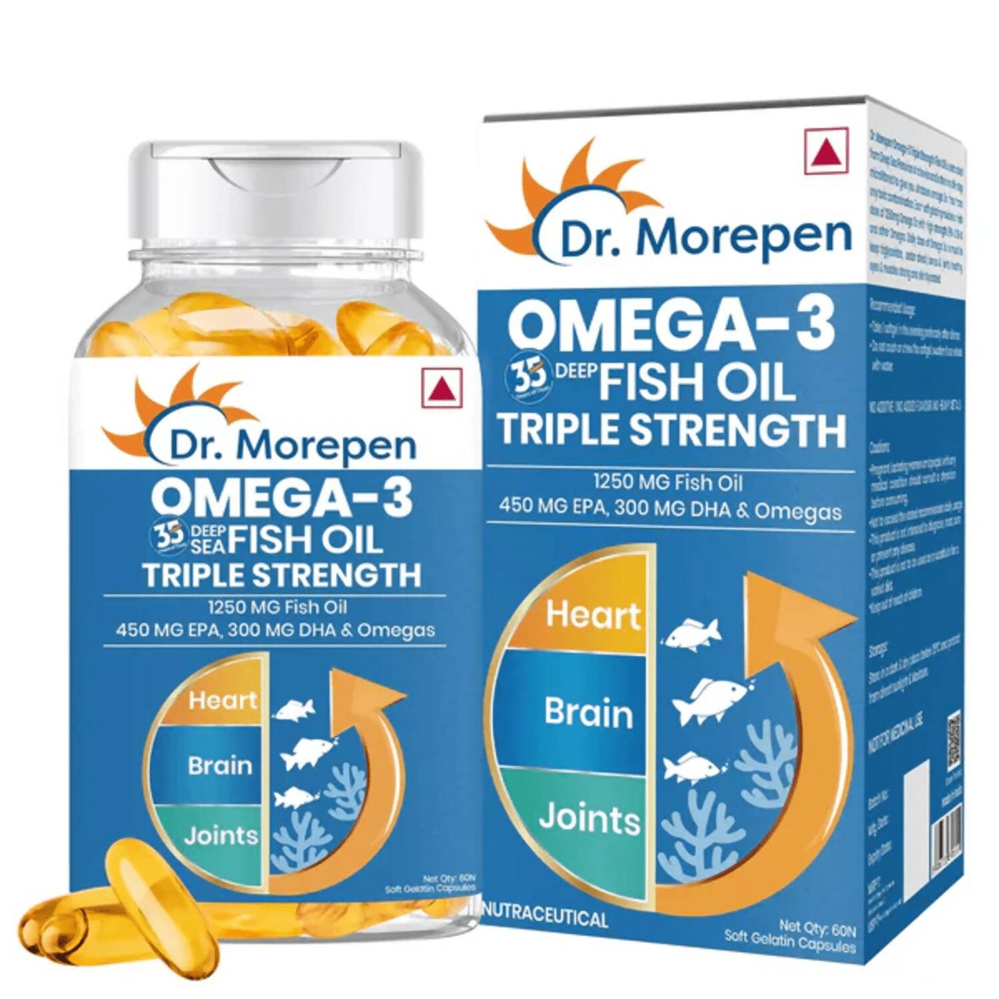 Dr. Morepen COD Liver Oil Softgels and Omega 3 Deep Sea Fish Oil Softgels Combo - Swadesiicart