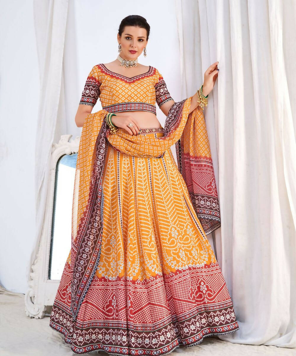 Wedding Designer Yellow Chinon Lehengha Choli - Anbazaar | Swadesiicart