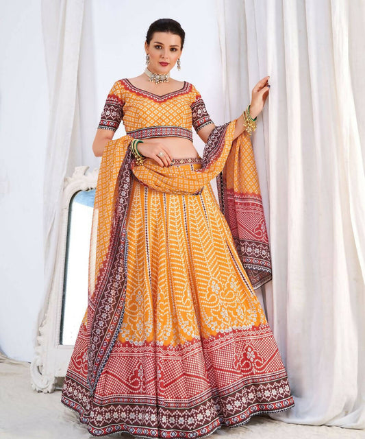 Wedding Designer Yellow Chinon Lehengha Choli - Anbazaar | Swadesiicart