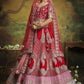 House of Panchhi Red Pure Silk Moti & Zarkan heavy embroidery Lehenga choli & Dupatta | Swadesiicart
