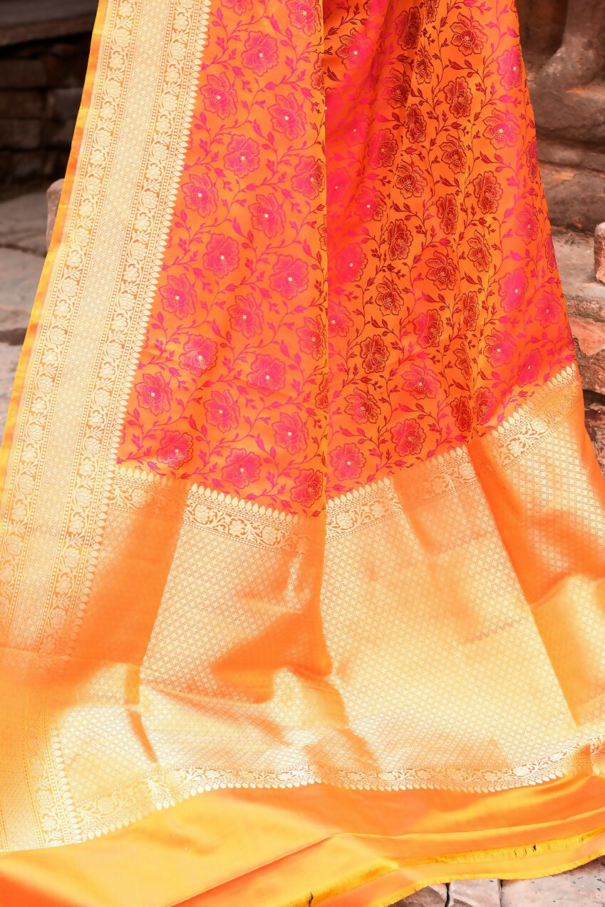 Joban Fashion Tangent Banarasi Katan Pure Handloom Banarasi Silk Saree | Swadesiicart