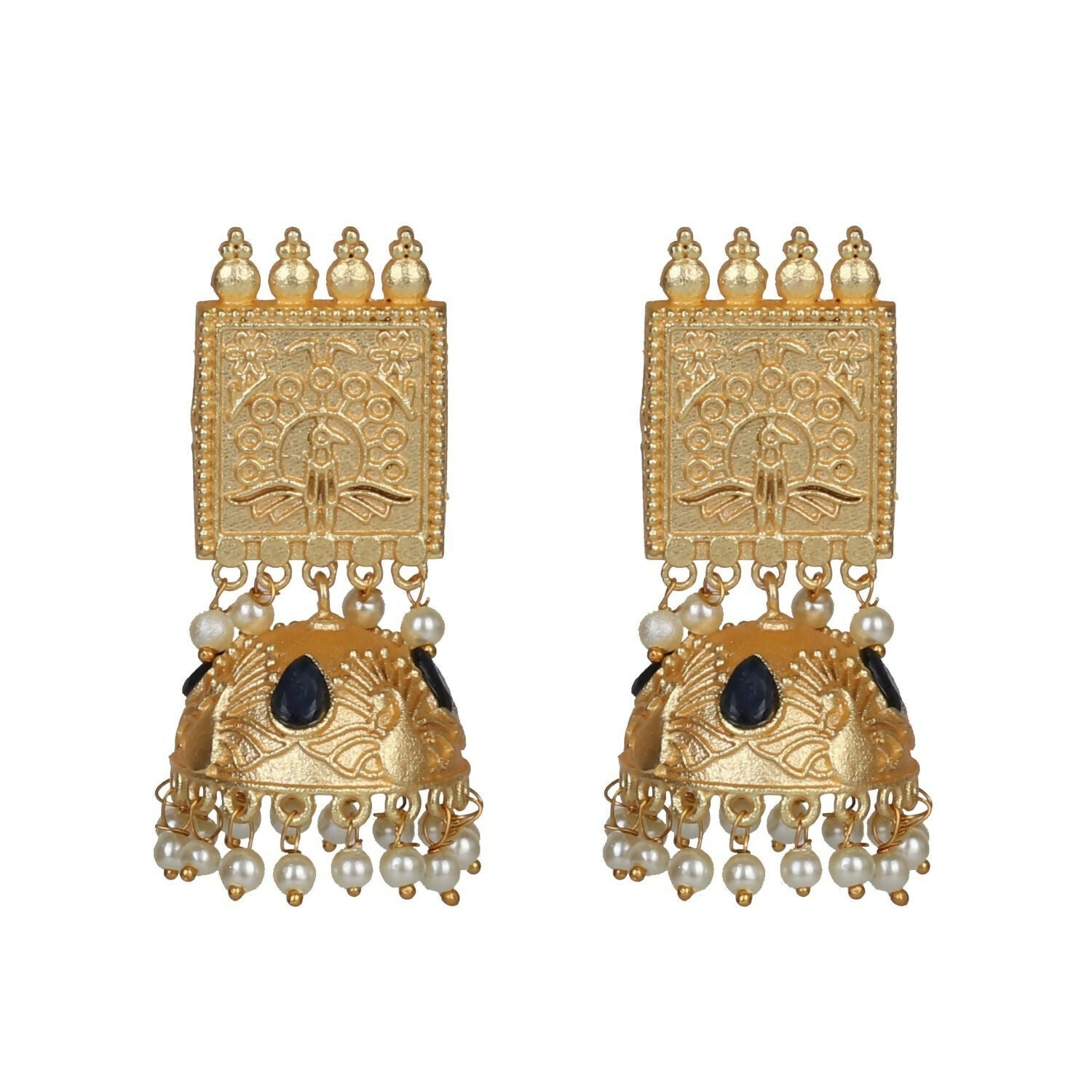 Joban Fashion Women Matte Gold Brass Jhumka | Swadesiicart