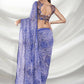 Blue Georgette Floral Printed Saree With Unstitched Blouse Piece - Rajal
