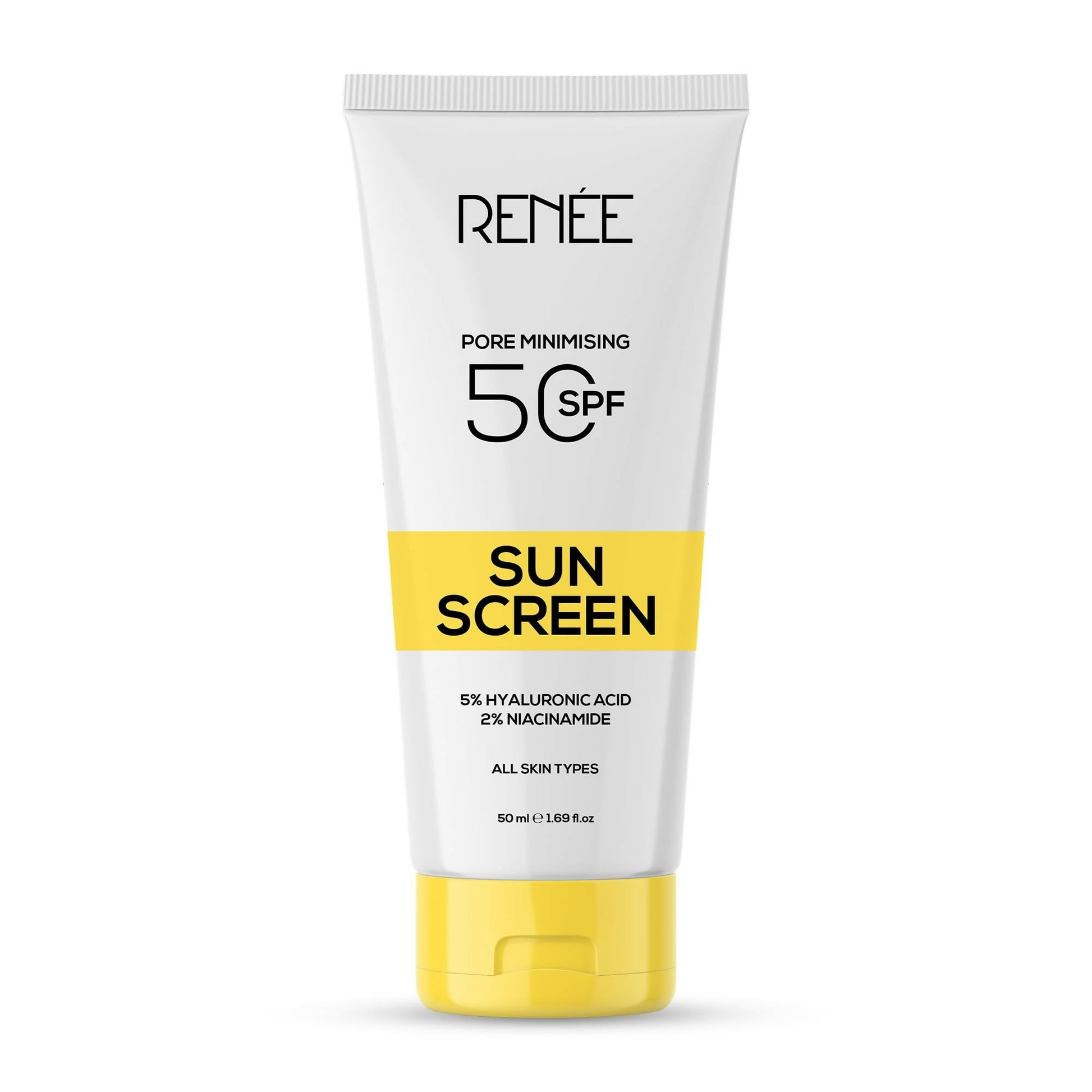 Renee Pore Minimizing Sunscreen Spf 50 With 5% Hyaluronic Acid & 2% Niacinamide For All Skins - Swadesiicart