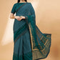 Green Lycra Flock Work, Seuqins Embroidery, Handwork Shoulder Butta Saree - Norita Hit Design - Swadesiicart