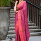 Beatitude Pink Cotton Banarasi Saree | Swadesiicart