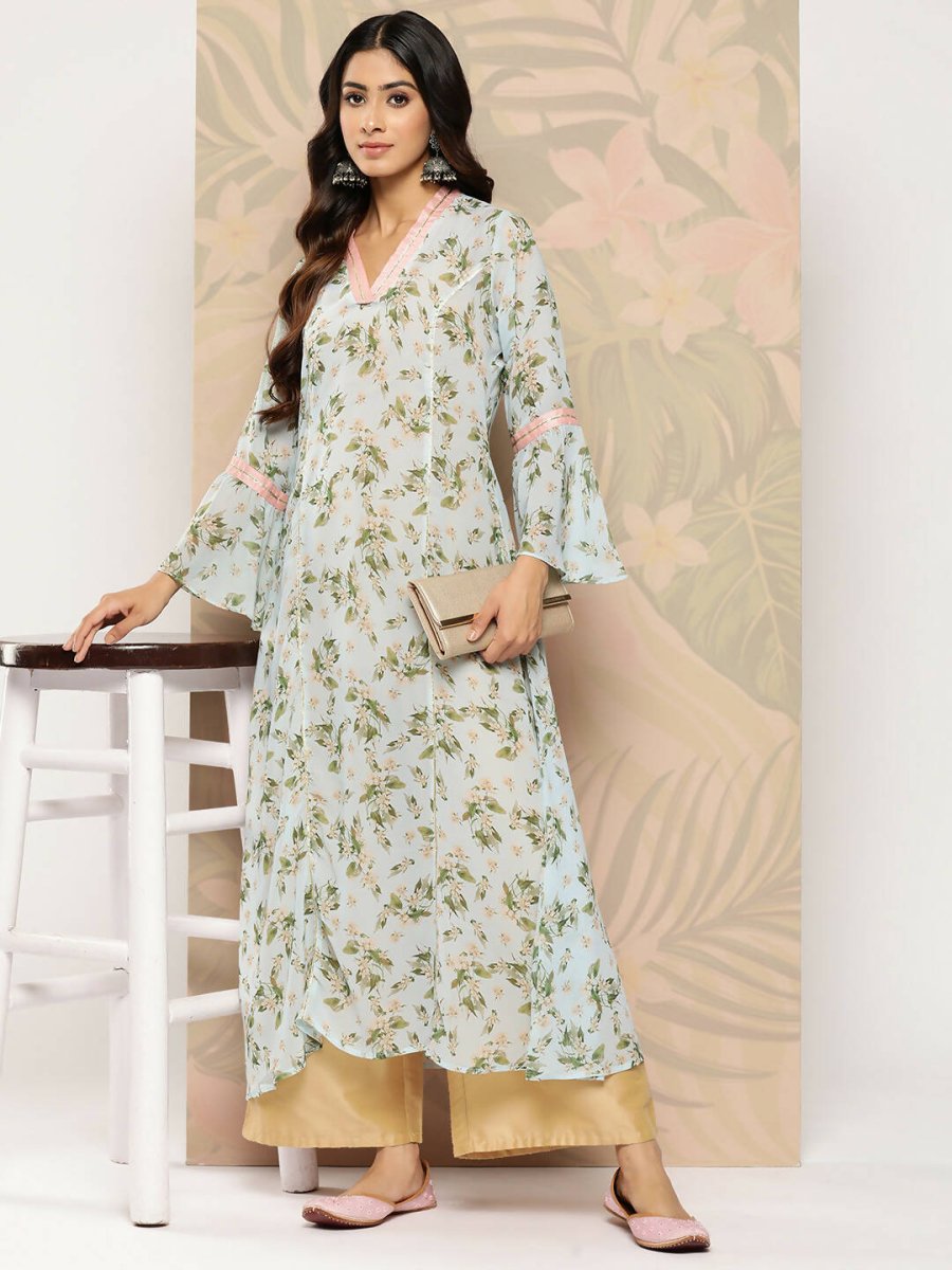 Ahalyaa Women's Traditional wear Kurta - Sky Blue | Swadesiicart