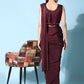 Maroon Imported Crush Lycra Texture Pattern Ready to Wear Saree with stitched Blouse - Nirvana | Swadesiicart