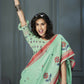 Anaita Light Green Designer Weaving Handloom Linen Saree With Blouse