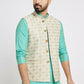 Ethnic India Light Blue Bundi Men's Jacket Abstract Polyester | Swadesiicart