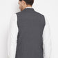Even Apparels Men's Grey Merino Nehru Jacket-Contrast Lining-Free Pocket Square | Swadesiicart