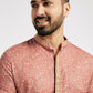 Ethnic India Pink Men's Kurta Floral Polyester | Swadesiicart