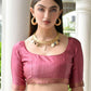 Vishnu Weaves Women's Pink Satin Silk Printed Saree with Blouse - Swadesiicart