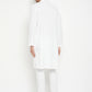 Even Apparels White Viscose Long Men's Kurta With Band Collar | Swadesiicart