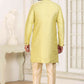 Raivat Ethnic Banarasi Jacquard Embroidery Semi Indo Western Sherwani In Lemon Yellow Colour | Swadesiicart