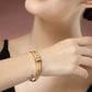NVR Women's Gold-Polished CZ Stone-Studded Cuff Bracelet - Swadesiicart