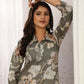 Jyoti Fashion Women's Grey Chanderi Silk Floral Print with Side Pocket Kurtis & Sets | Swadesiicart