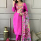 Partywear Designer Viscose Chanderi Pink Stitched Suit With Dupatta - Tanisha | Swadesiicart